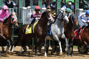 Horses break from the gate for the Alysheba Stakes